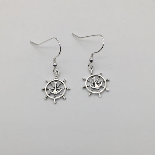 S1572ER Ship Wheel Earrings