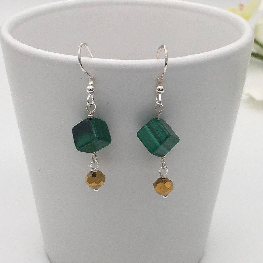 ST1491ER Malachite Earrings