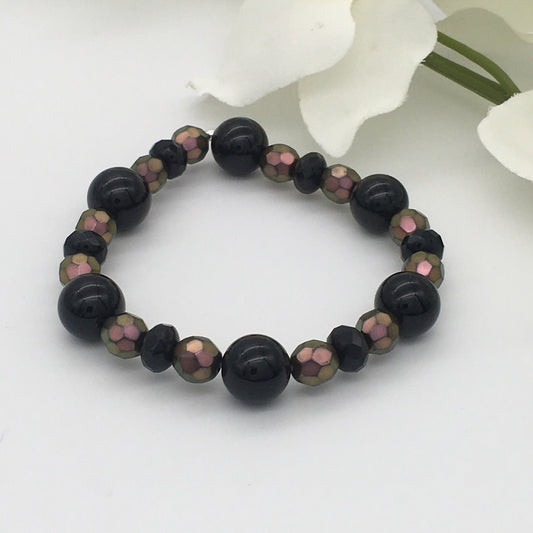 ST1496  Rainbow Obsidian Bracelet  8"