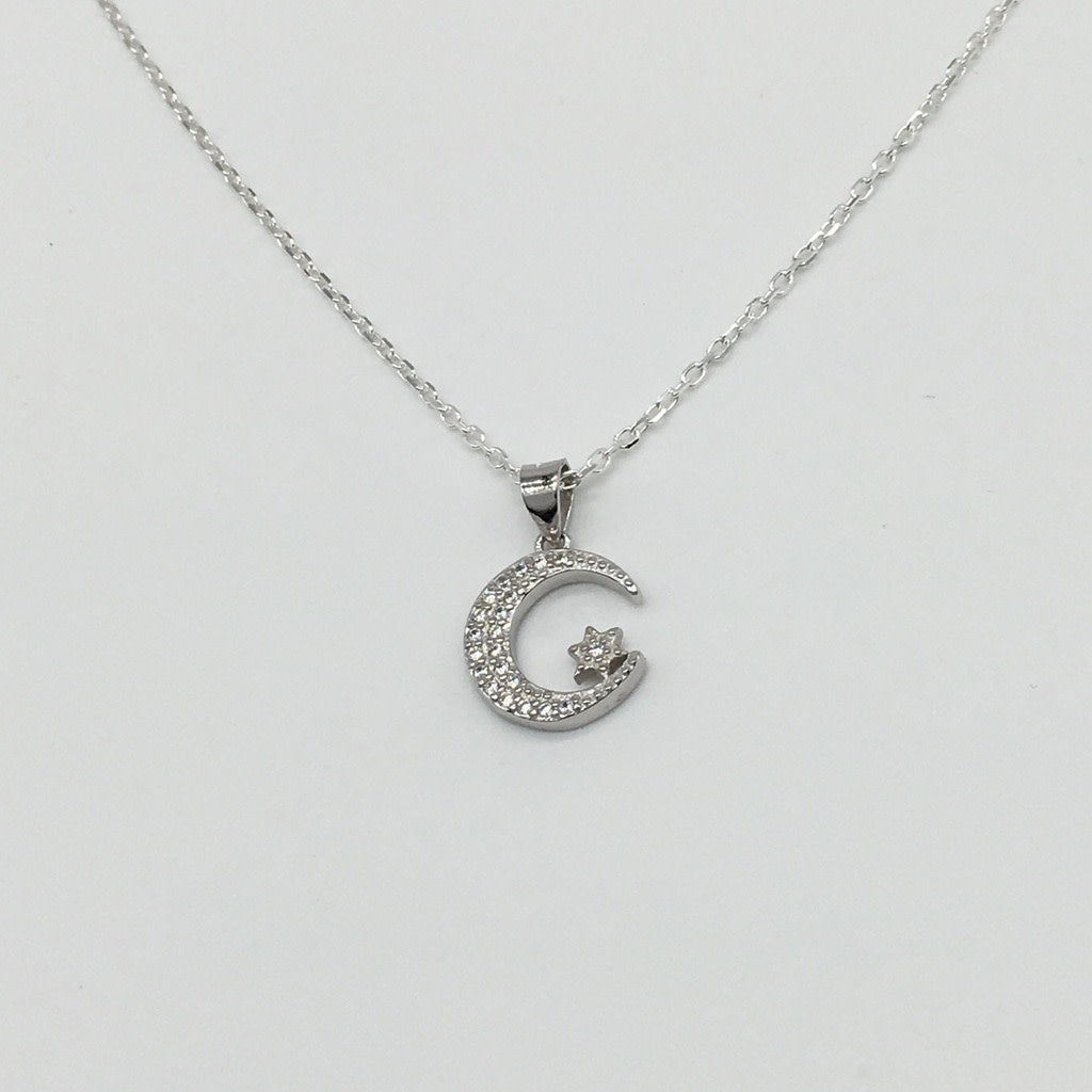 Z1394  18" Moon & Star Necklace