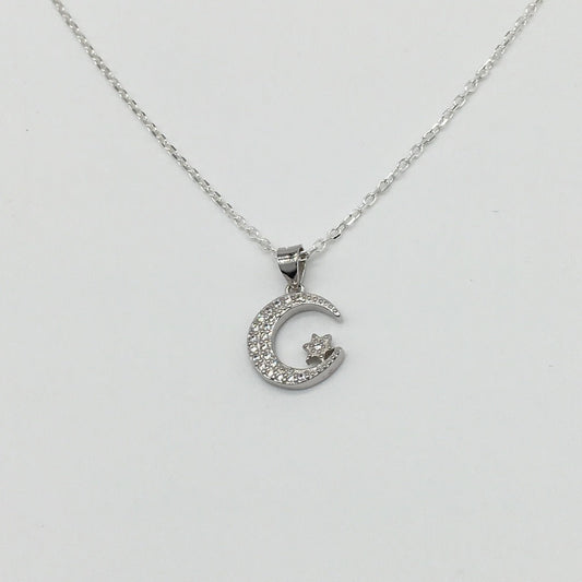 Z1394  18" Moon & Star Necklace