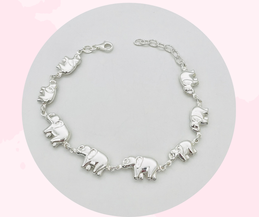 S1760BL Elephants Bracelet 8"