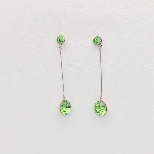 SS955  Gold Plated Green Earrings