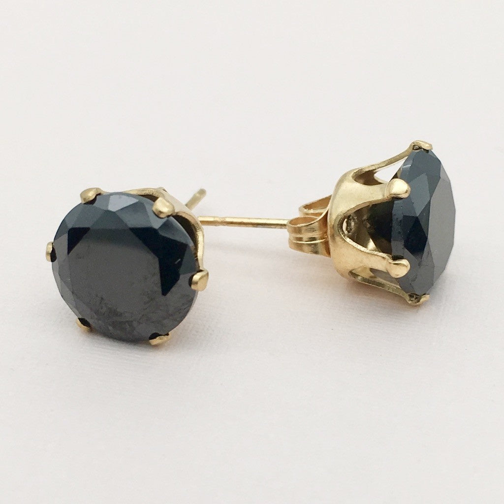 SS1314 10mm Gold Black Earrings