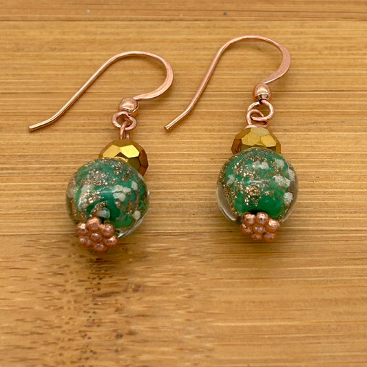 CO15ER Green Lampwork Beads Earrings