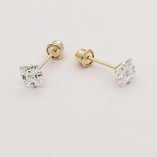 G-21 4mm Square 14K Gold Earrings