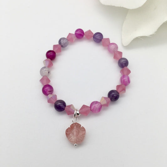 CH927  5.5" Amethyst W / Agate Bracelet