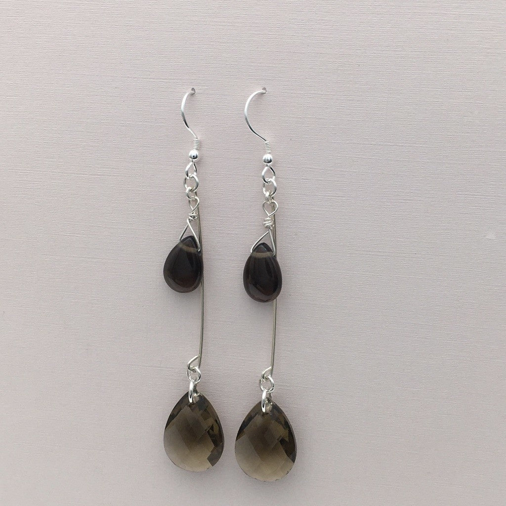 ST1439 Smoky Quartz Long Earrings