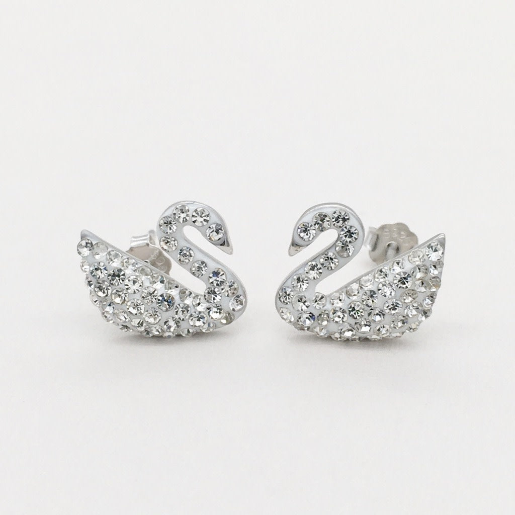 Z1431 Swan Earrings Clear