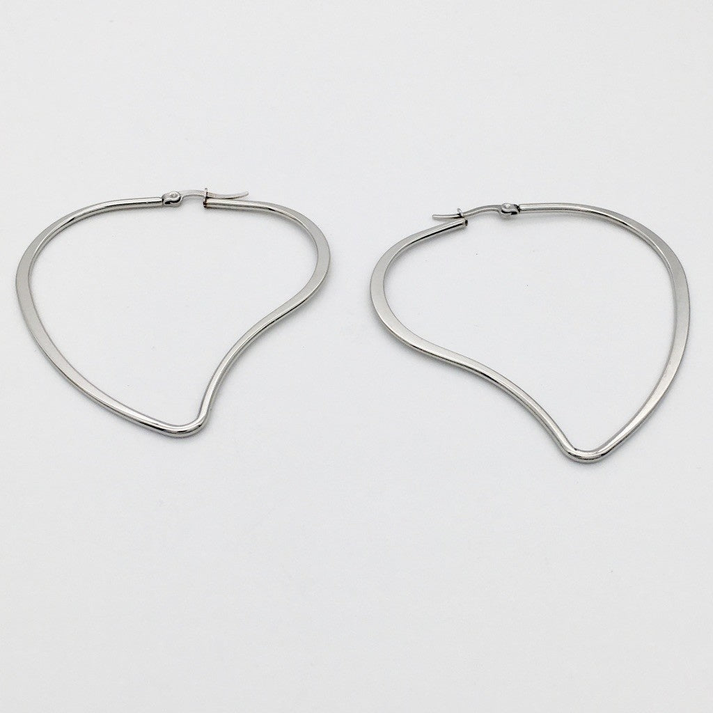 SS1389 60X58mm. Heart Hoop Earrings