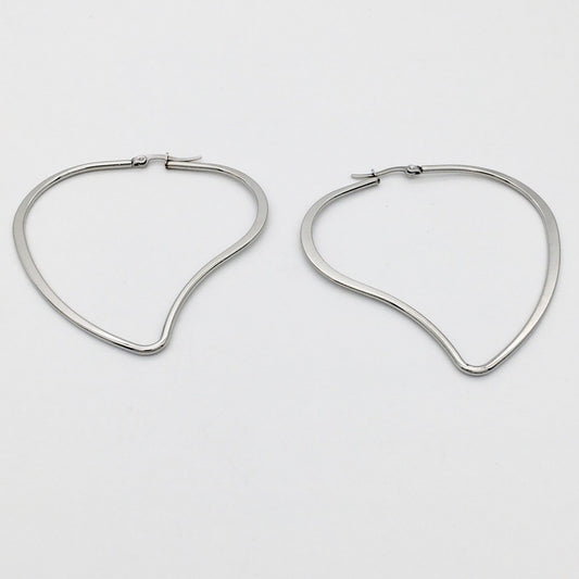 SS1389 60X58mm. Heart Hoop Earrings