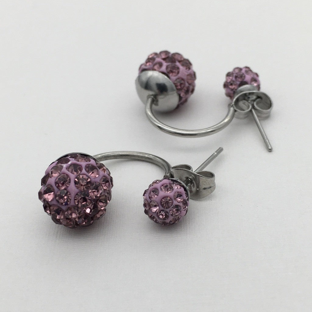 SS928 Lilac Double Side Stud Earrings