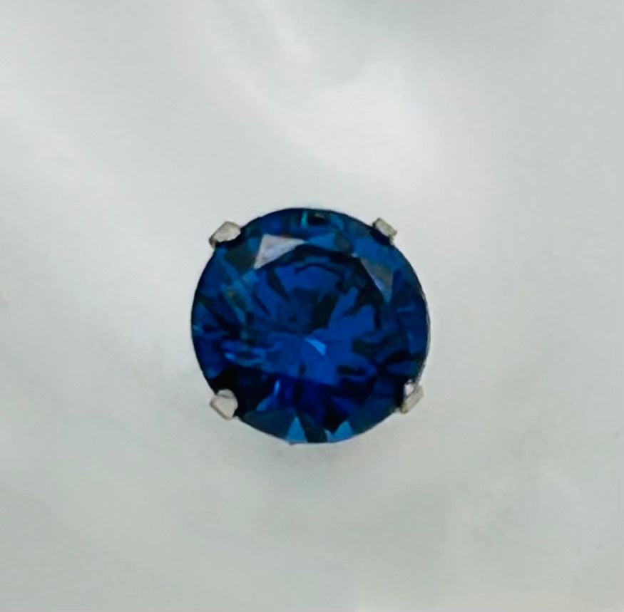 SS1040ER Sapphire Post Earrings 7mm.