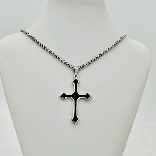 SS1456NL Black Cross 20" Necklace