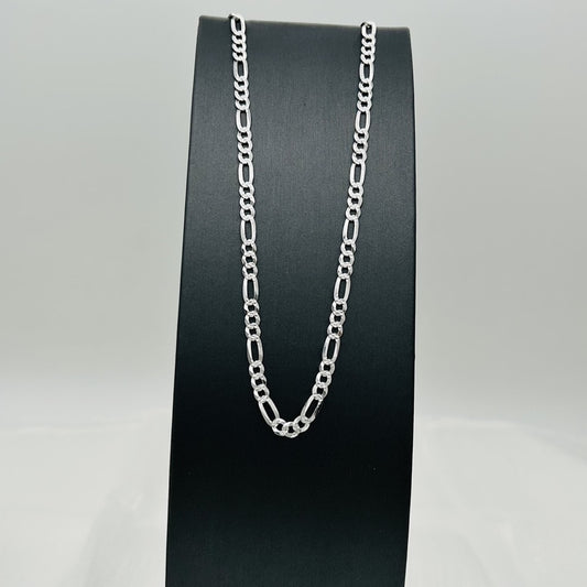 S1779CH Super Flat Figaro  Pave Chain 4.5mm. x 20"