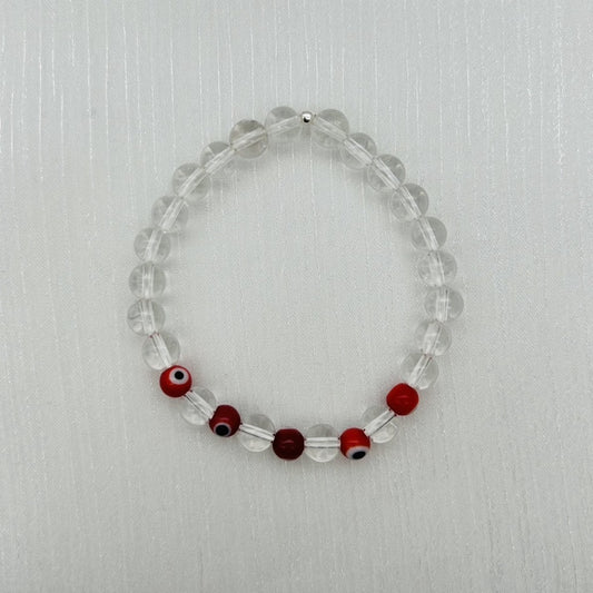 ST1754BL Rock Crystals Red Eyes Bracelet 7"