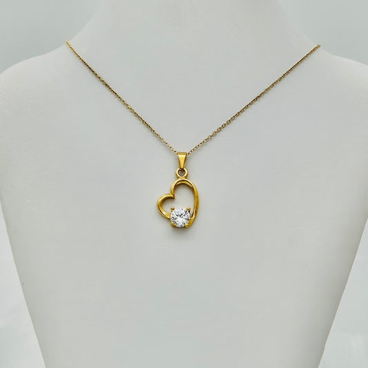 SS1533NL Gold plated  Heart 22" Necklace