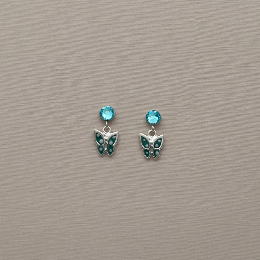 C1422ER Blue Butterflies Post Earrings