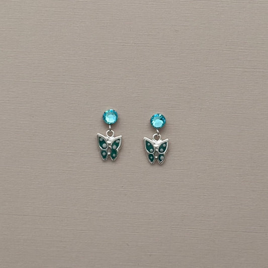 C1422ER Blue Butterflies Post Earrings