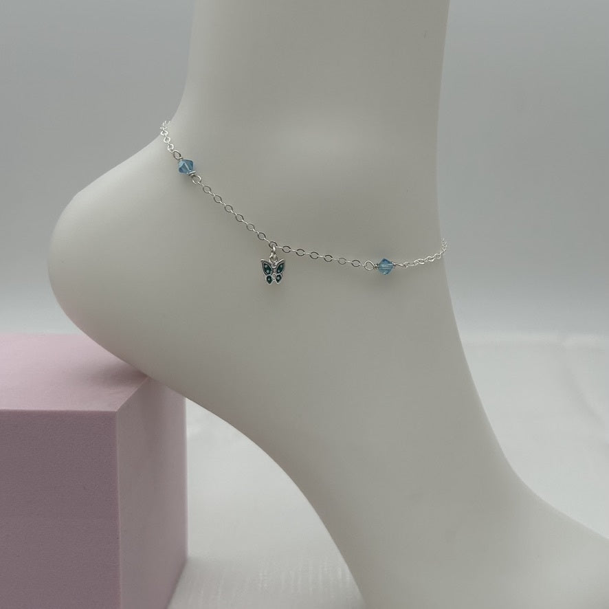 C1421 Butterfly Anklet 10"