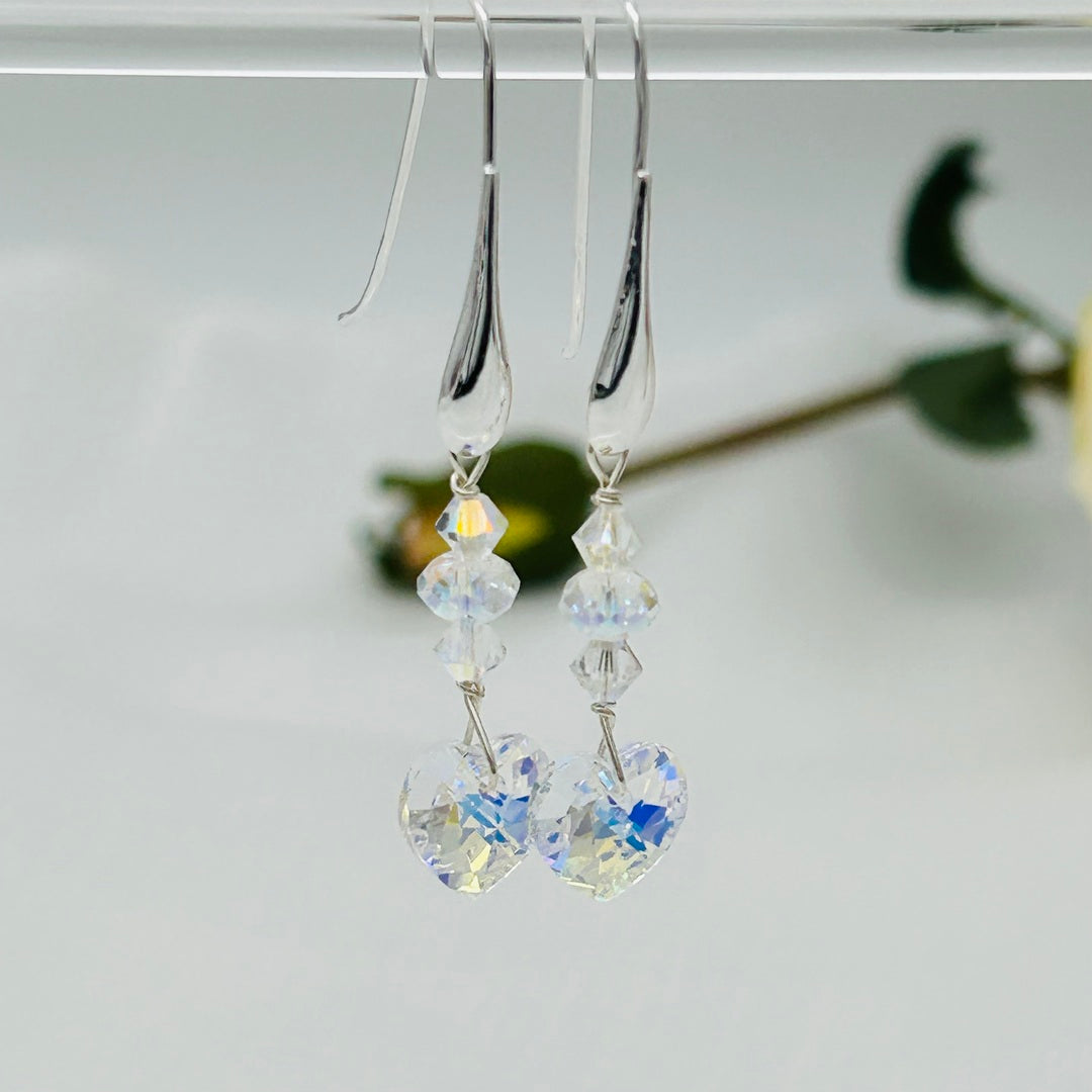 C1418ER Clear Hearts Earrings