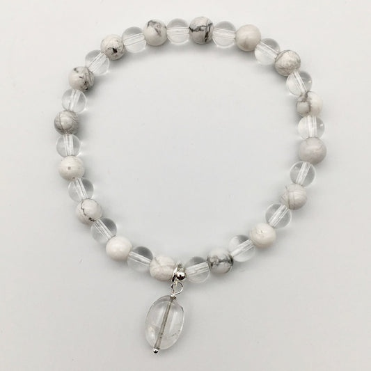 ST1368BL Howlite & Rock Crystals Bracelet 7"