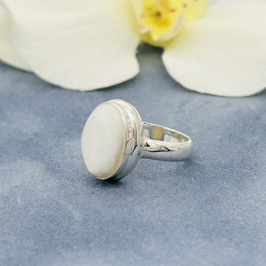 ST1697R Snow Quartz Ring#5.5