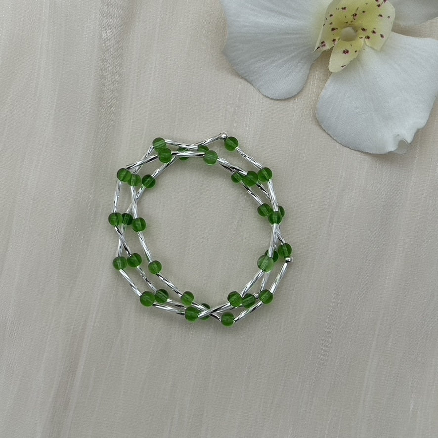 C1431BL Set of 3 Bracelets Green 6.5"