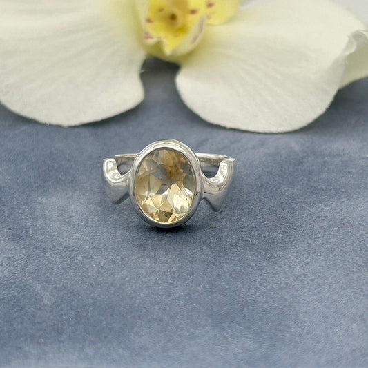 St1771R Lemon Quartz Ring# 6