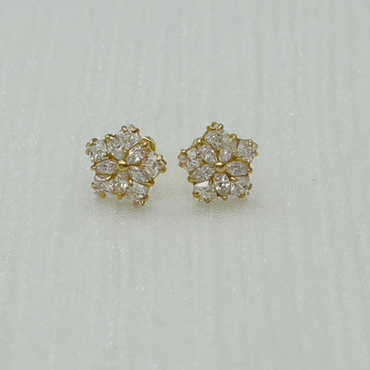 G324ER 14K Gold Earrings  Flower