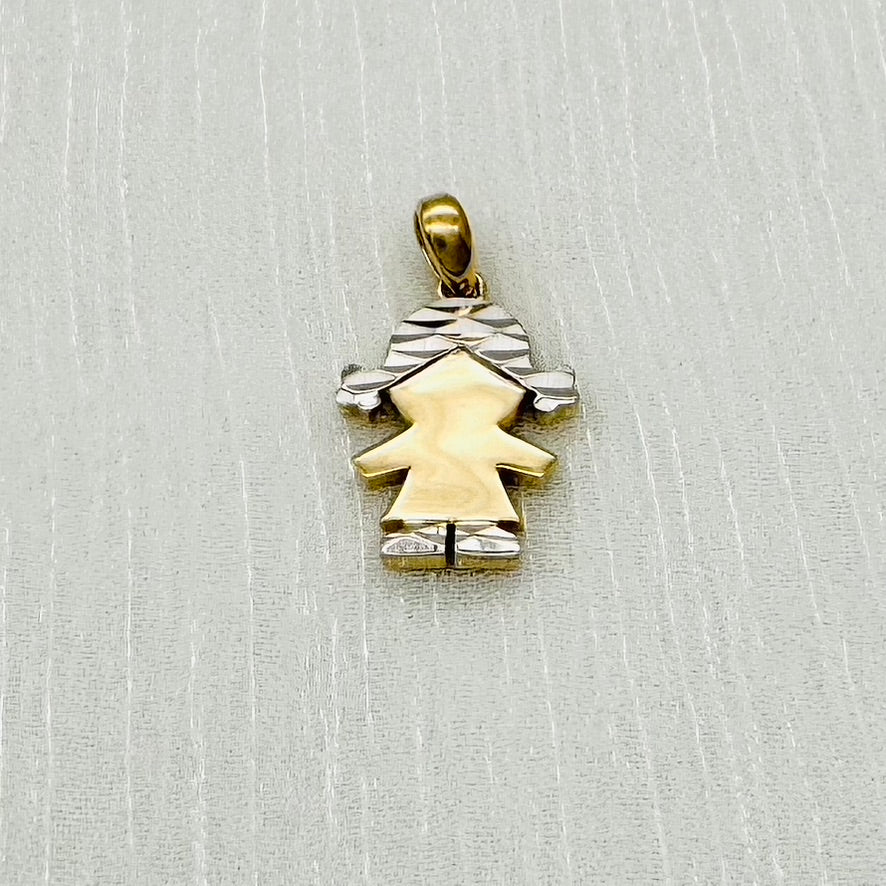 G196P 14K Gold Girl Pendant 22mmx14mm