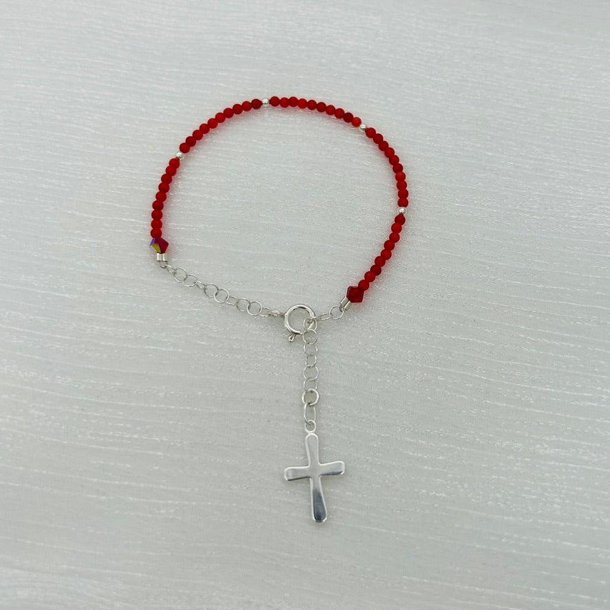 ST1862BL Rosary with Red Dyed Bamboo Coral 7.5"