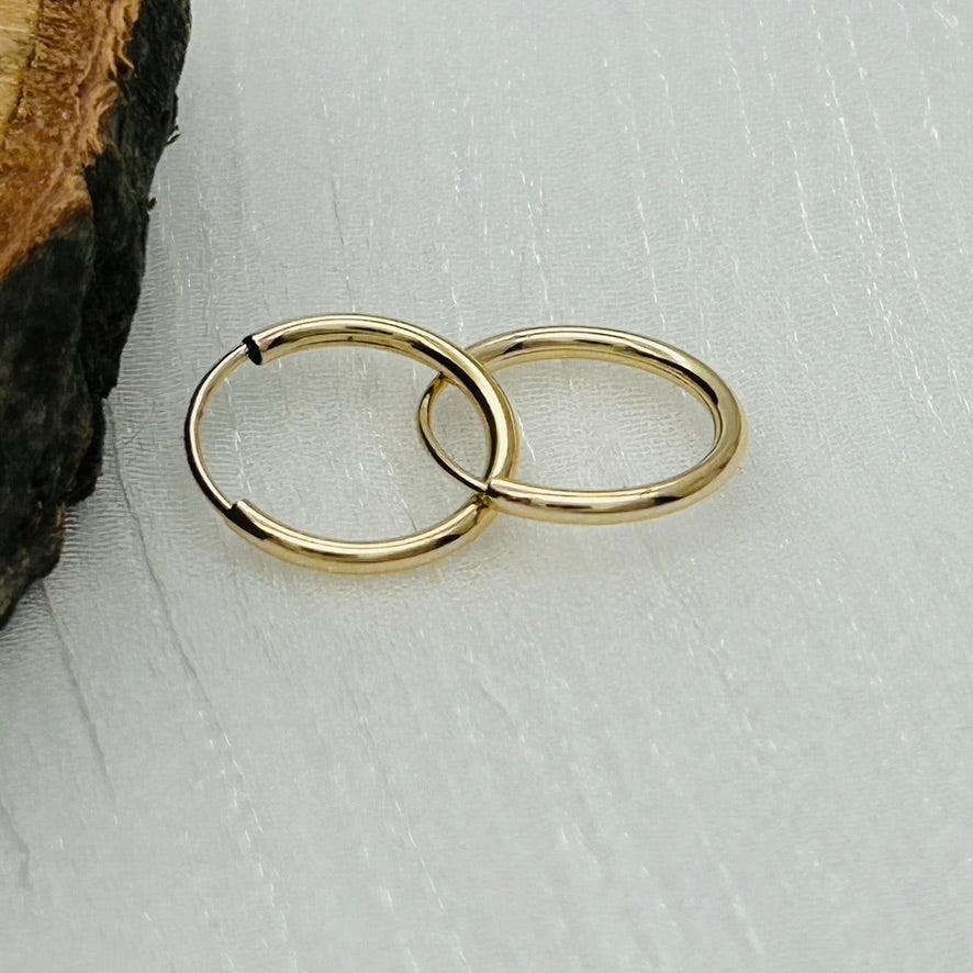 G320ER 14K Gold Hoop Earrings  1.2x13mm