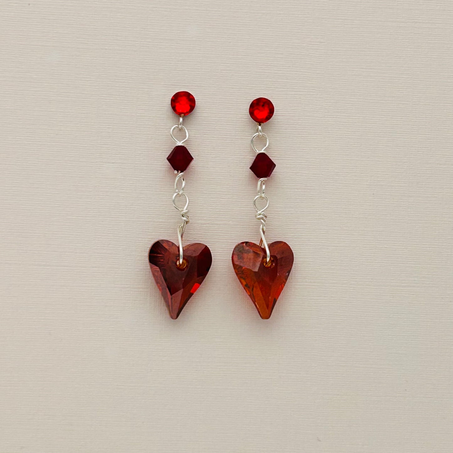 C1095ER  Red Wild Hearts Earrings