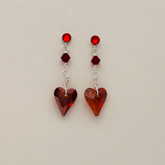 C1095ER  Red Wild Hearts Earrings