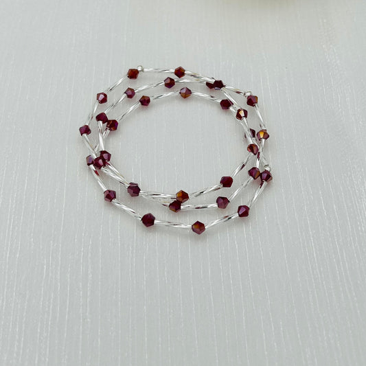 C1427BL Set Of 3 Bracelets Garnet 7.5"