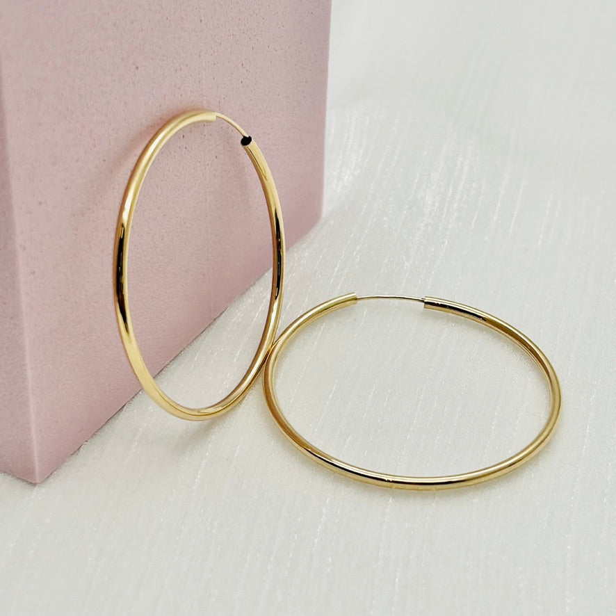 G02ER 14K Gold 2.X45mm. Hoop Earrings