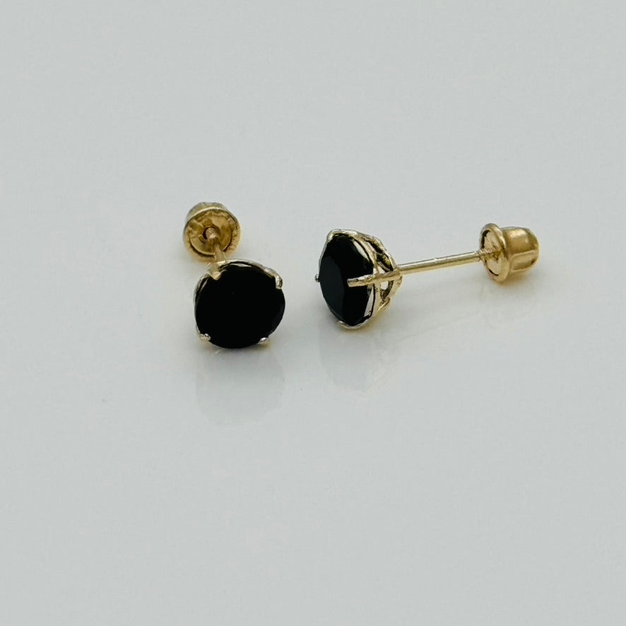 G339ER 14K Gold Black Post Earrings